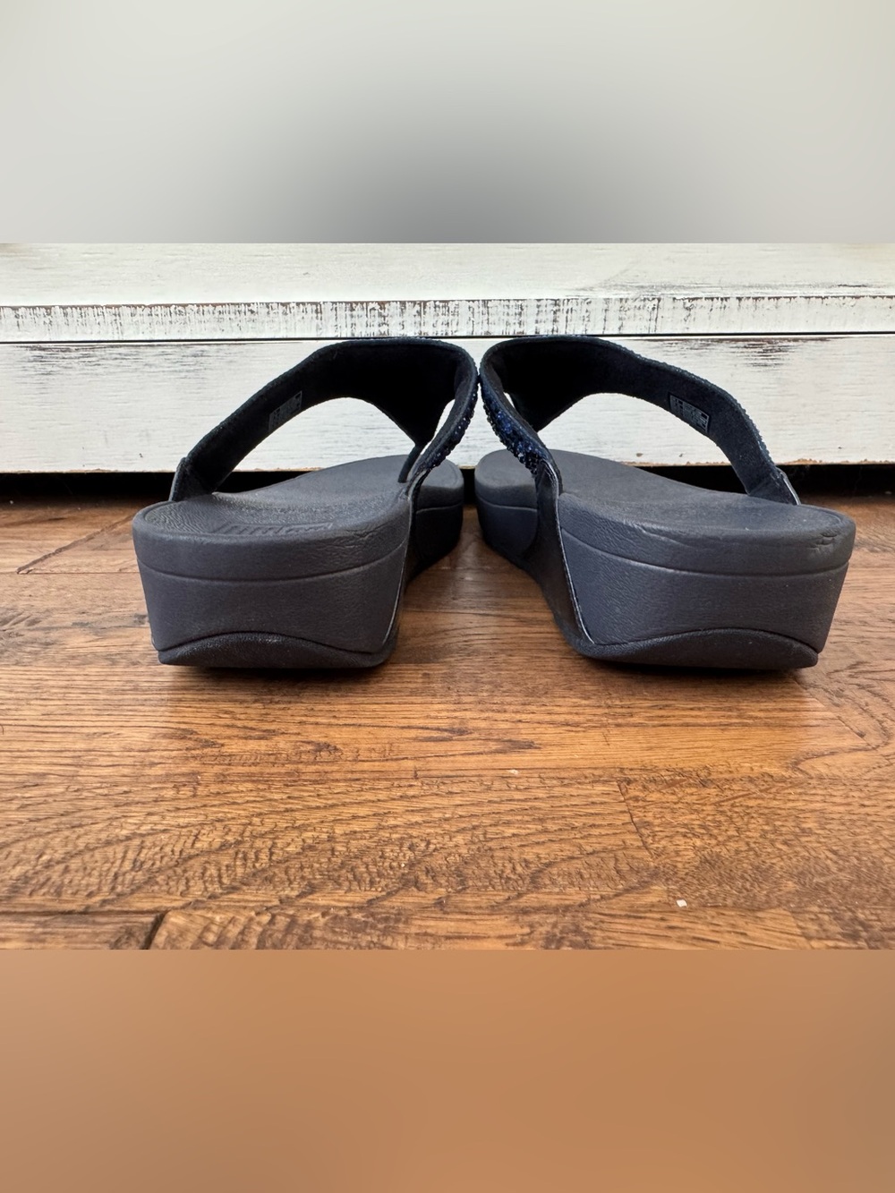 New FItFlop Lulu Crystal Mix Toe Post Sandal Midnight Navy Women's Size 10 - Picture 7 of 10